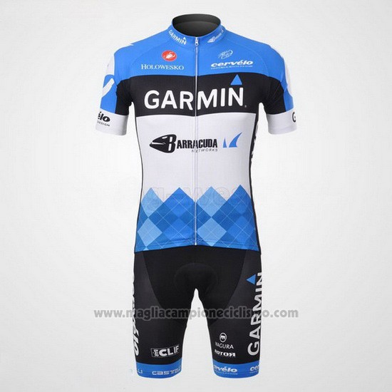 2012 Abbigliamento Ciclismo Garmin Cervelo Bianco e Celeste Manica Corta e Salopette